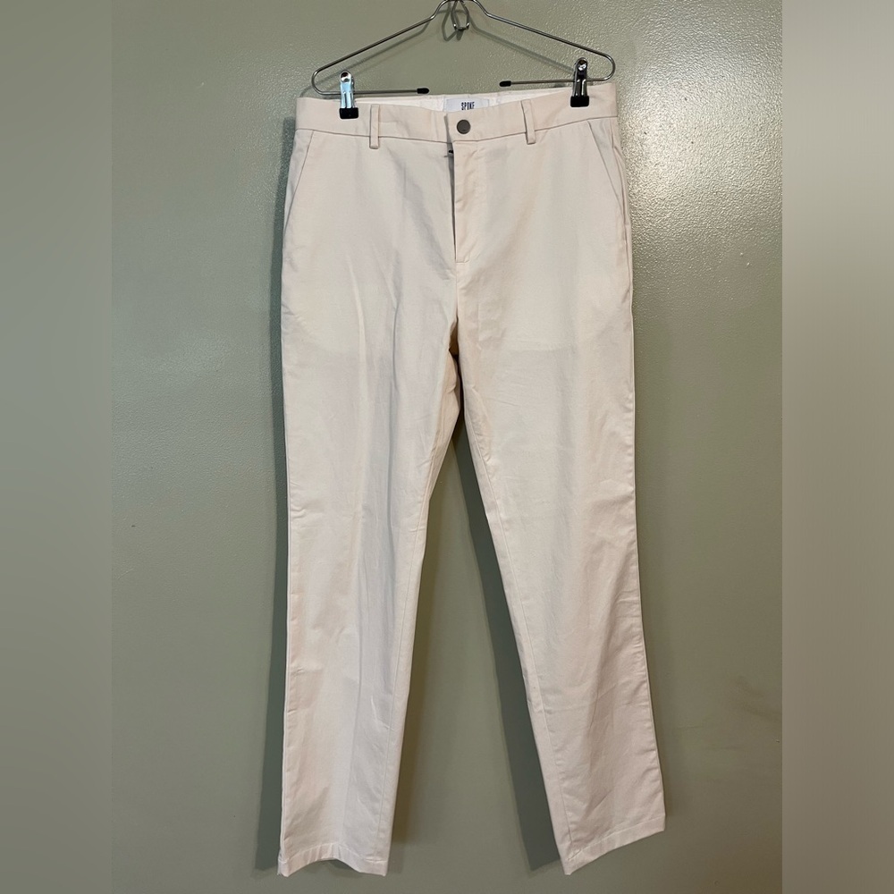 Spoke Men’s Build C Sharps Ivory Cotton Stretch Office Trousers 32/33